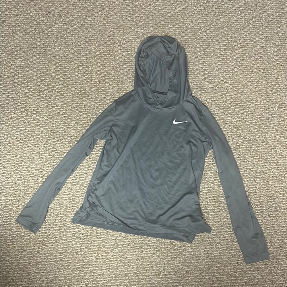 Nike Gray Fitted Long Sleeve Hoodie